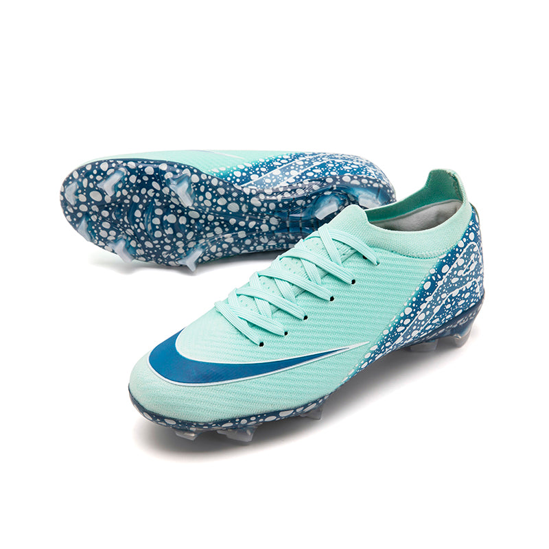 Custom Soccer Cleats "Cheetah Print" Cyan FG