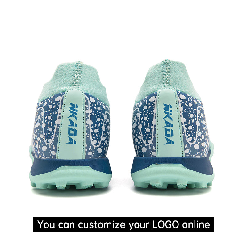 Custom Turf Soccer Shoes "Cheetah Print" Cyan