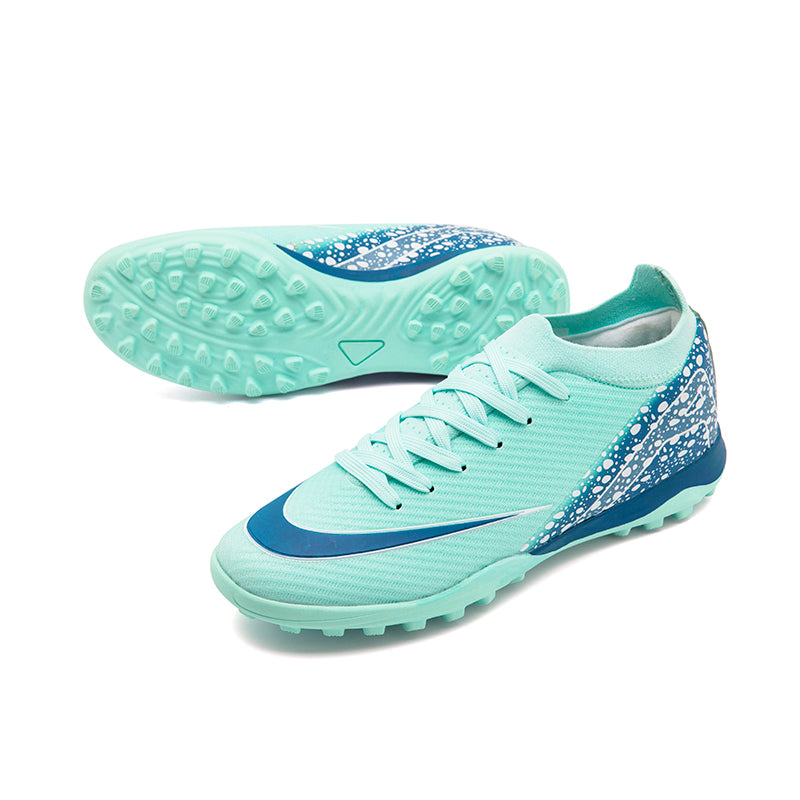 Custom Turf Soccer Shoes "Cheetah Print" Cyan