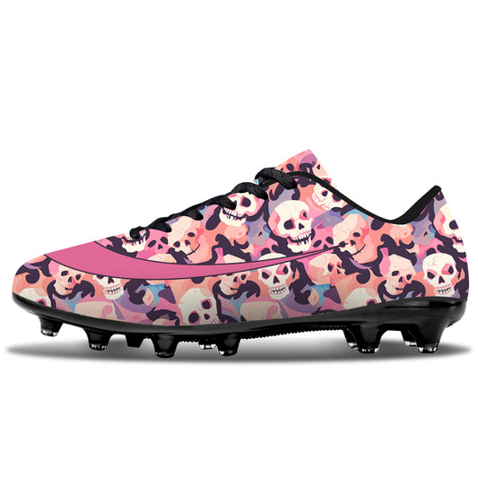 Pink Skull Pattern Football Shoes FG